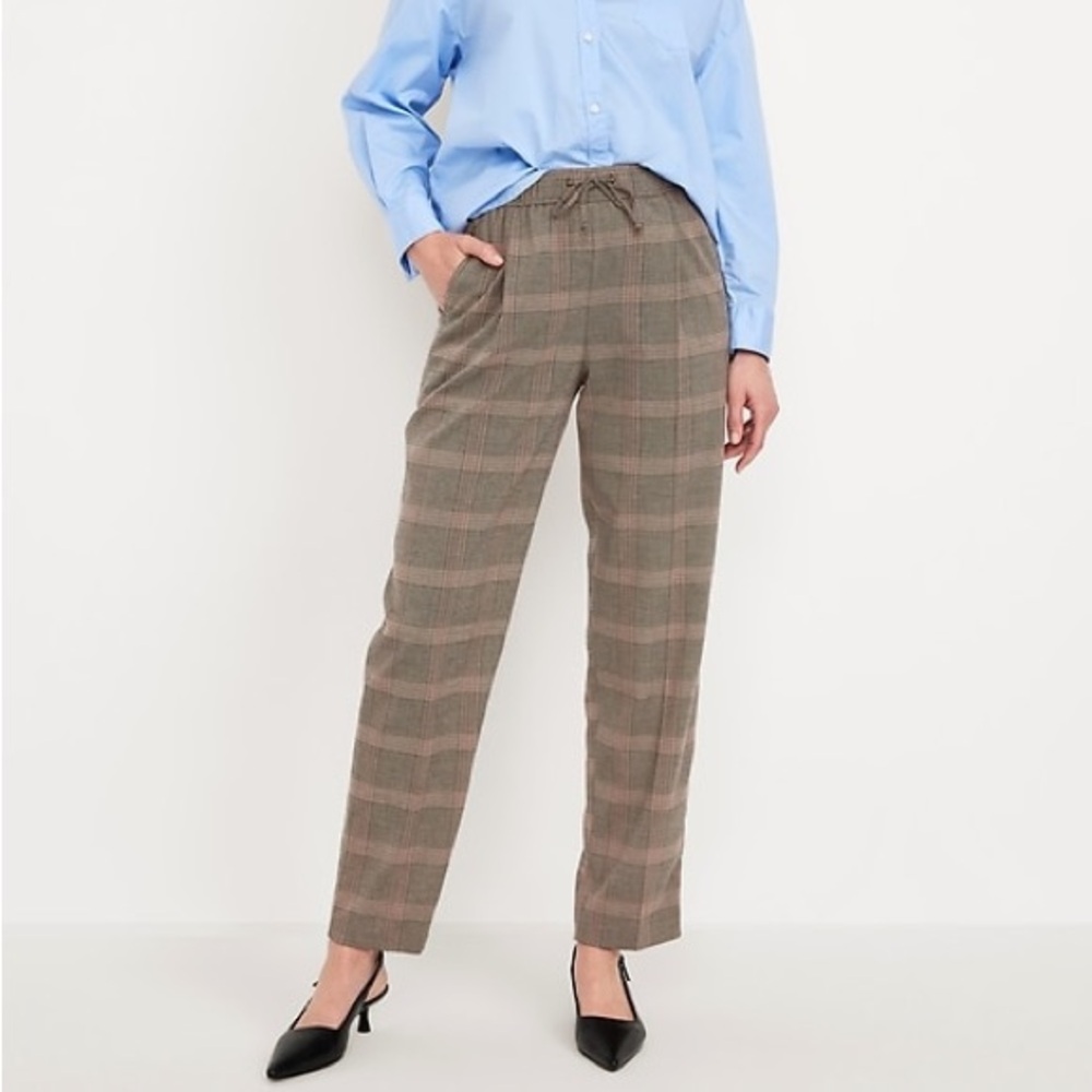 Old Navy Women's Plaid Trousers - Brown and Pink